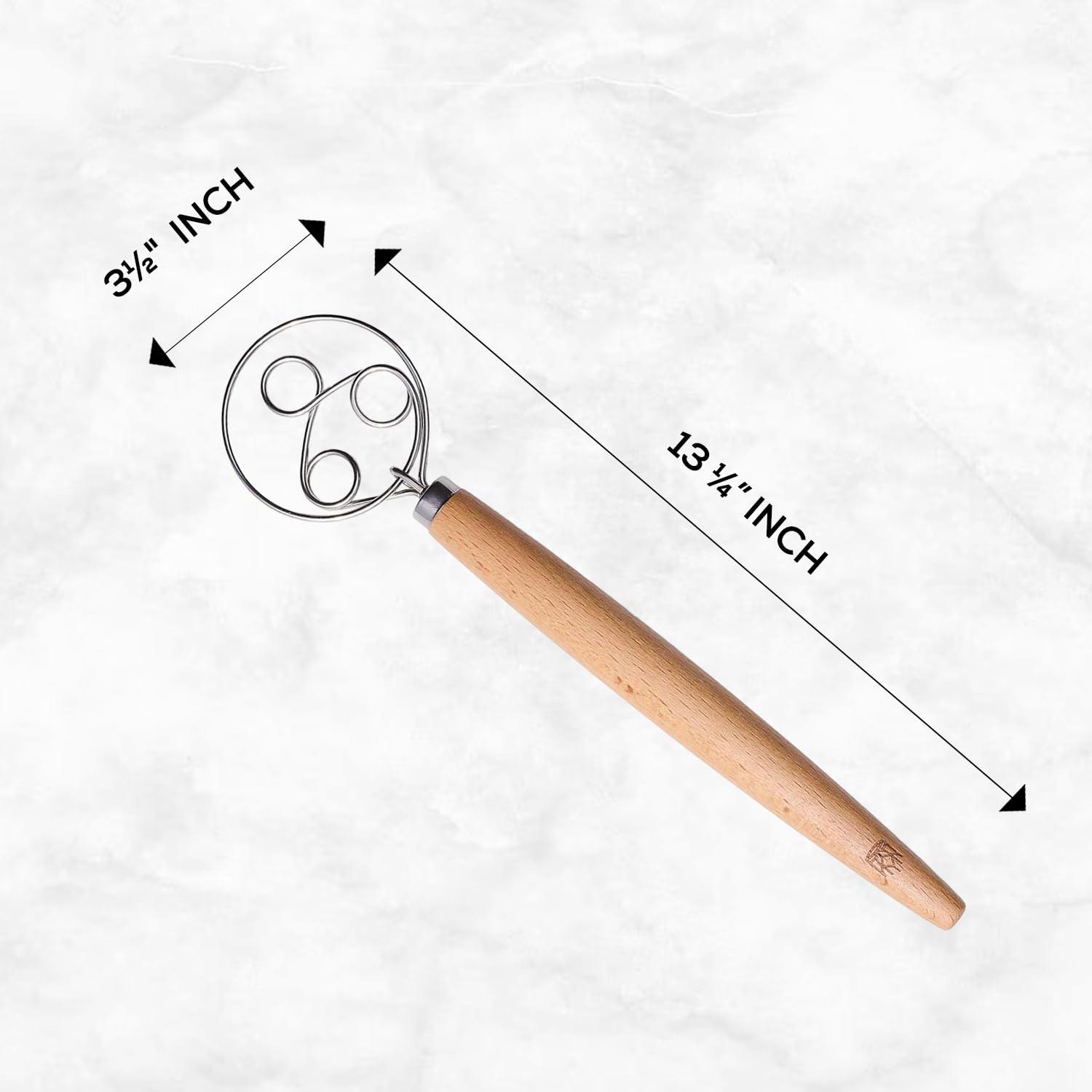 King Arthur Baking Company Baker’s Batter Whisk, Triple-Loop, 18/8 Stainless Steel and Beechwood