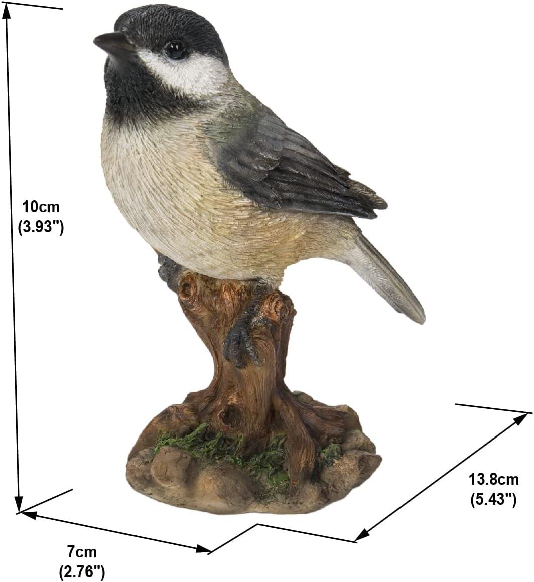 Chickadee Peeking on Stump Polyresin Garden Statue