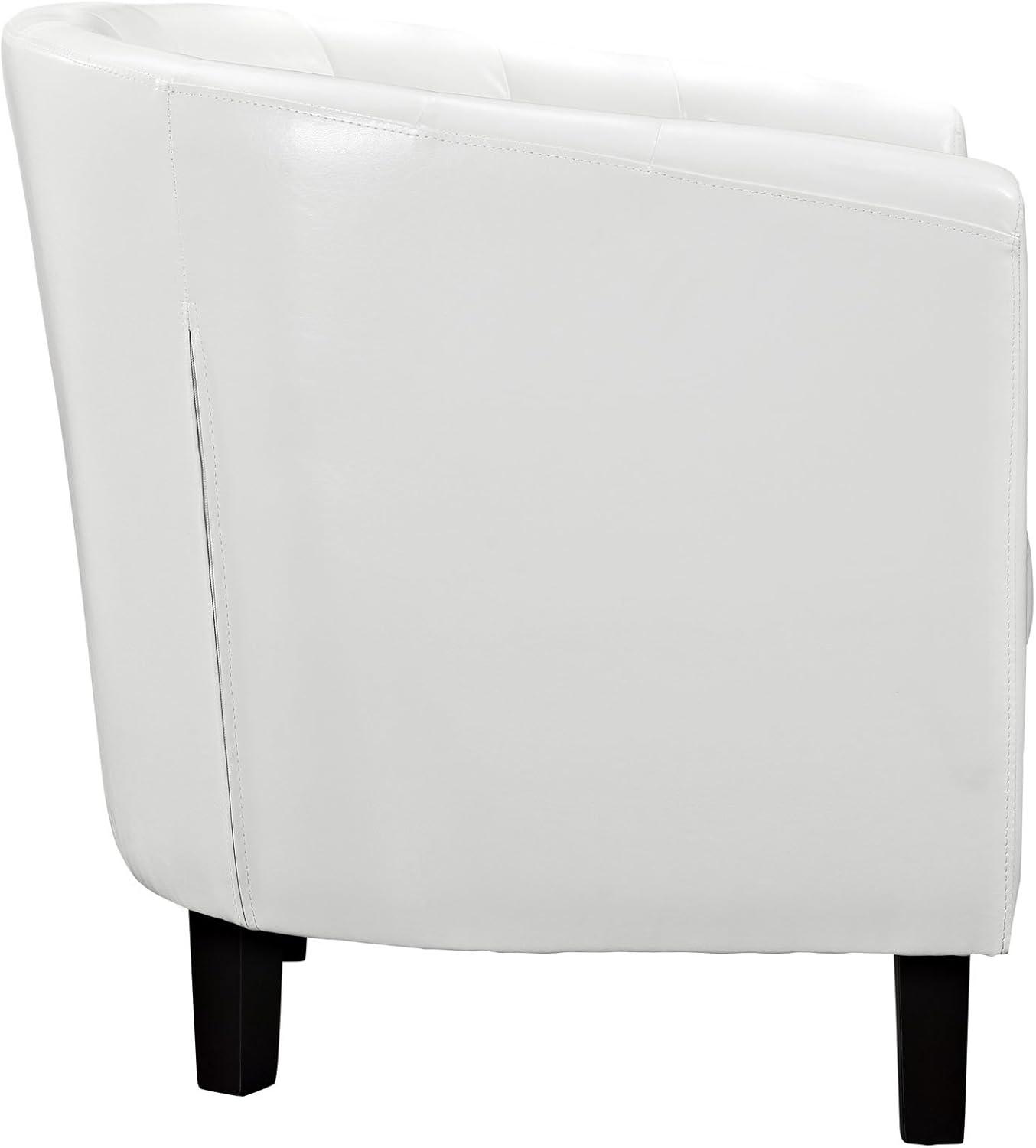 Modway Prospect Upholstered Fabric Contemporary Modern Accent Arm Chair in White Faux Leather
