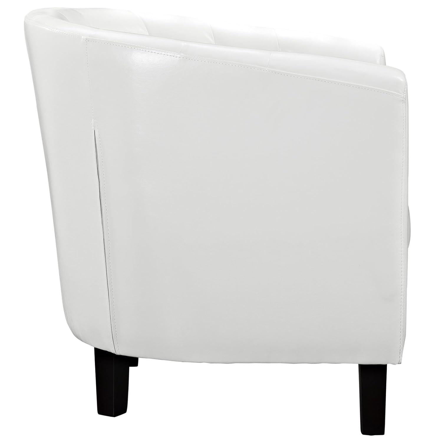 Modway Prospect Upholstered Fabric Contemporary Modern Accent Arm Chair in White Faux Leather
