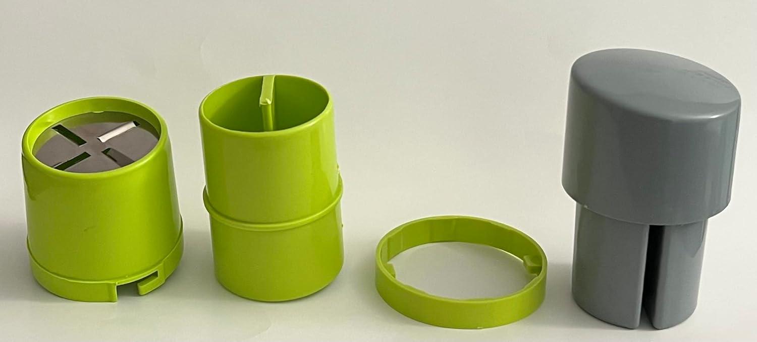 Compact Green and Gray Manual Nut Chopper with Stainless Steel Blades