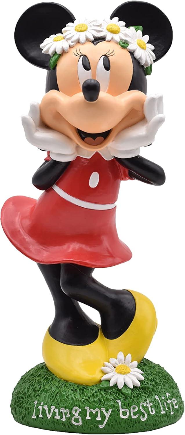 Back Yard Glory BACKYARD GLORY Disney Minnie Holding Flowers Everyday Outdoor Garden Statue, 14 inches Tall, Officially Licensed Disney Product
