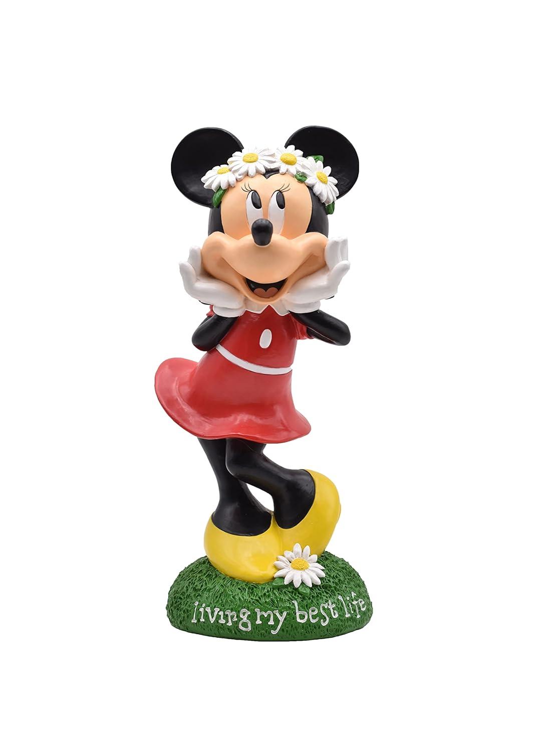 Back Yard Glory BACKYARD GLORY Disney Minnie Holding Flowers Everyday Outdoor Garden Statue, 14 inches Tall, Officially Licensed Disney Product