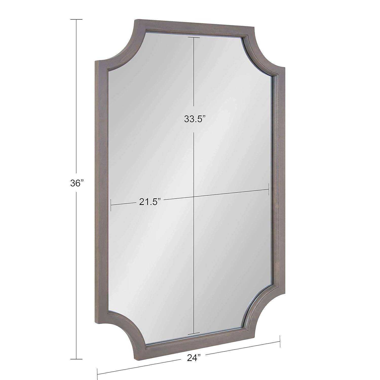 Kate & Laurel All Things Decor 24"x36" Hogan Framed Scallop Wall Mirror Gray: Modern Design, No Assembly Required