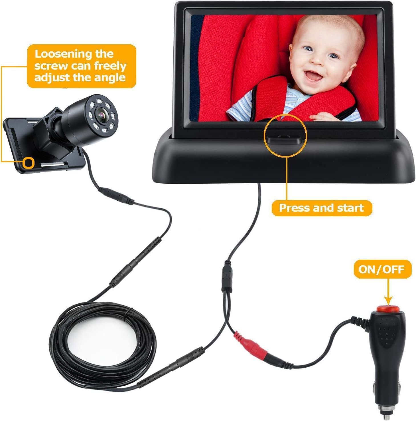 Itomoro Baby Car Mirror, View Infant in Rear Facing Seat with Wide Crystal Clear View,360Â° Rotation Plug and Play Easy Install baby car monitor 1080p