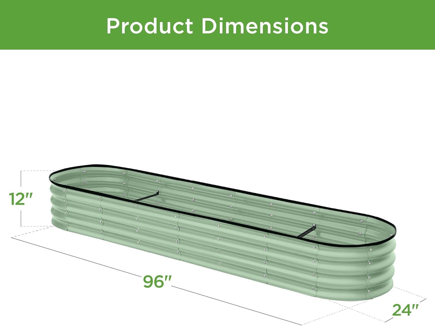 Best Choice Products 8x2x1ft Outdoor Metal Raised Oval Garden Bed, Planter Box for Vegetables, Flowers - Sage Green