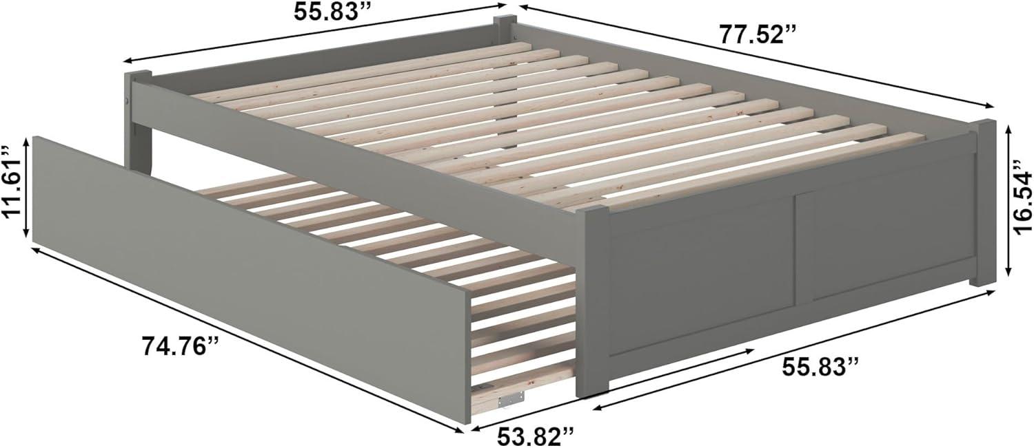 Concord Full Platform Bed with Flat Panel Foot Board and Full Size Urban Trundle Bed in Grey