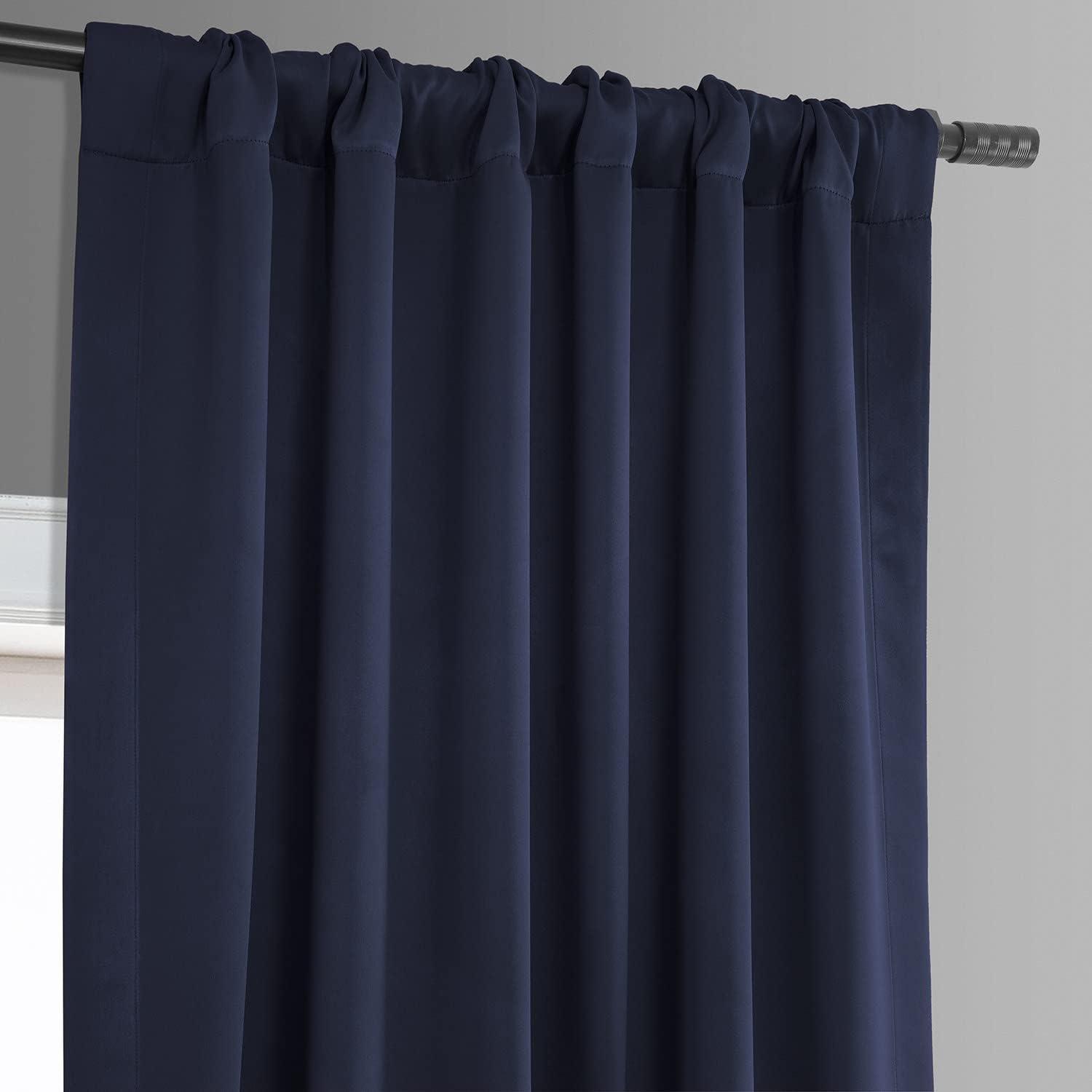 Navy Blue Pole Pocket Blackout Room Darkening Curtain (1 Panel), Navy Blue, 50W X 63L