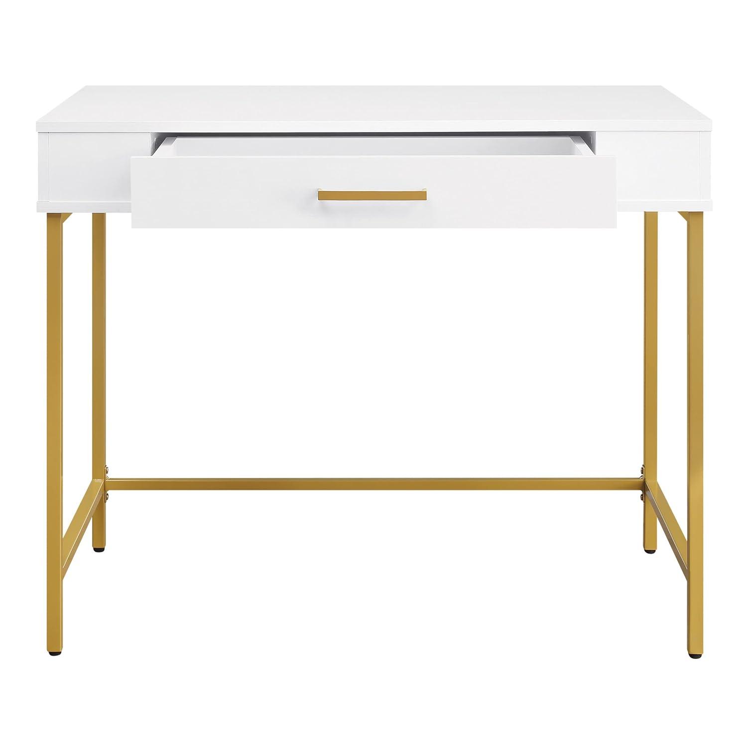 OSP Home Furnishings Modern Life Engineered Wood Desk w/ Metal Legs in White