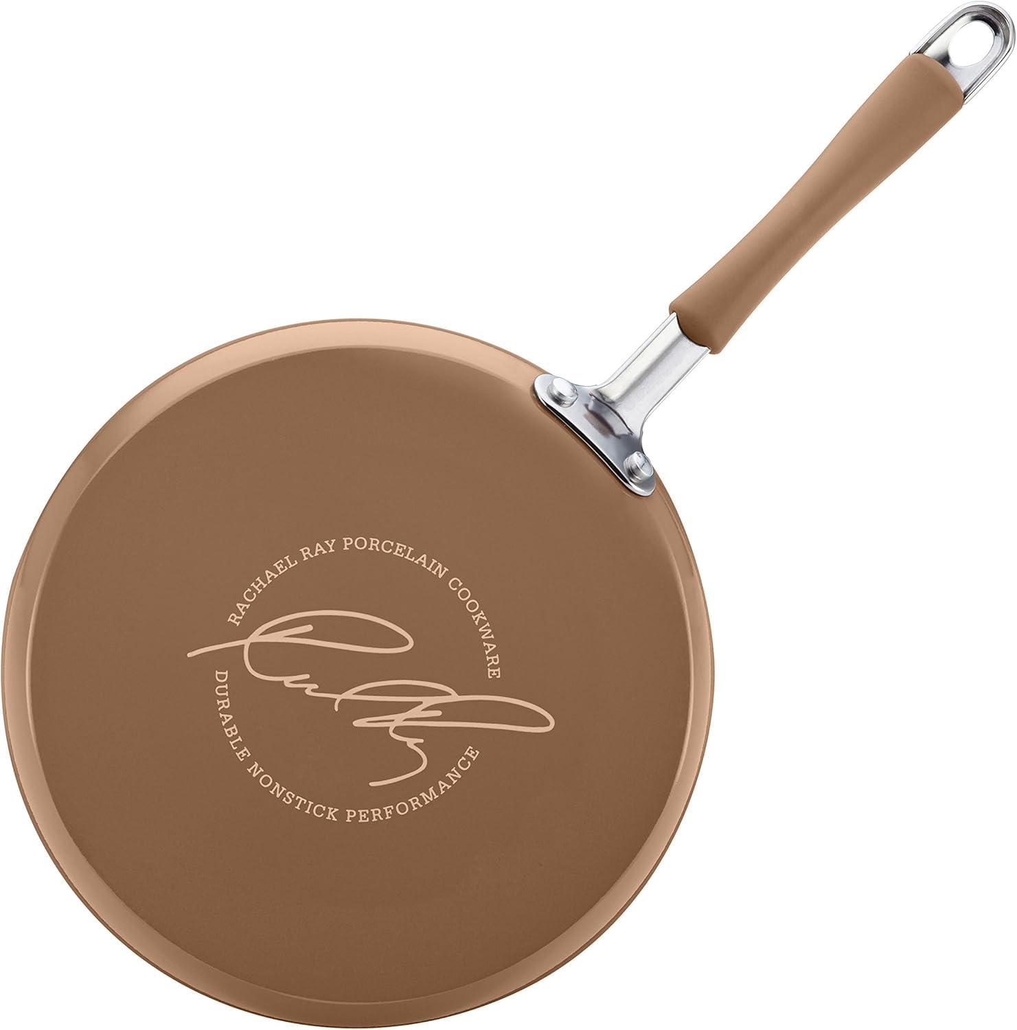 Rachael Ray Cucina Juego de Ollas y Sartenes Antiadherentes, 12 Piezas, Marrón Hongo