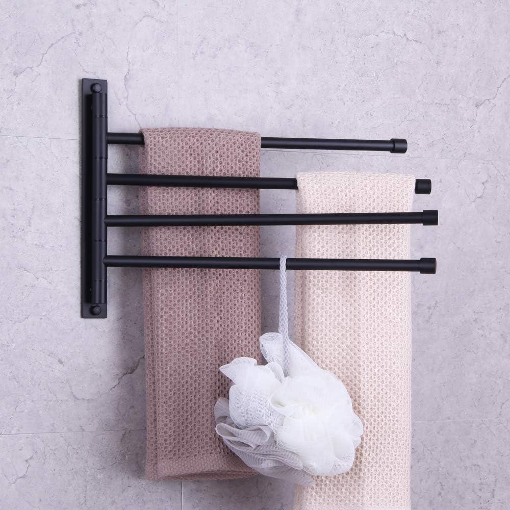 Matte Black Stainless Steel 4-Arm Swivel Towel Bar