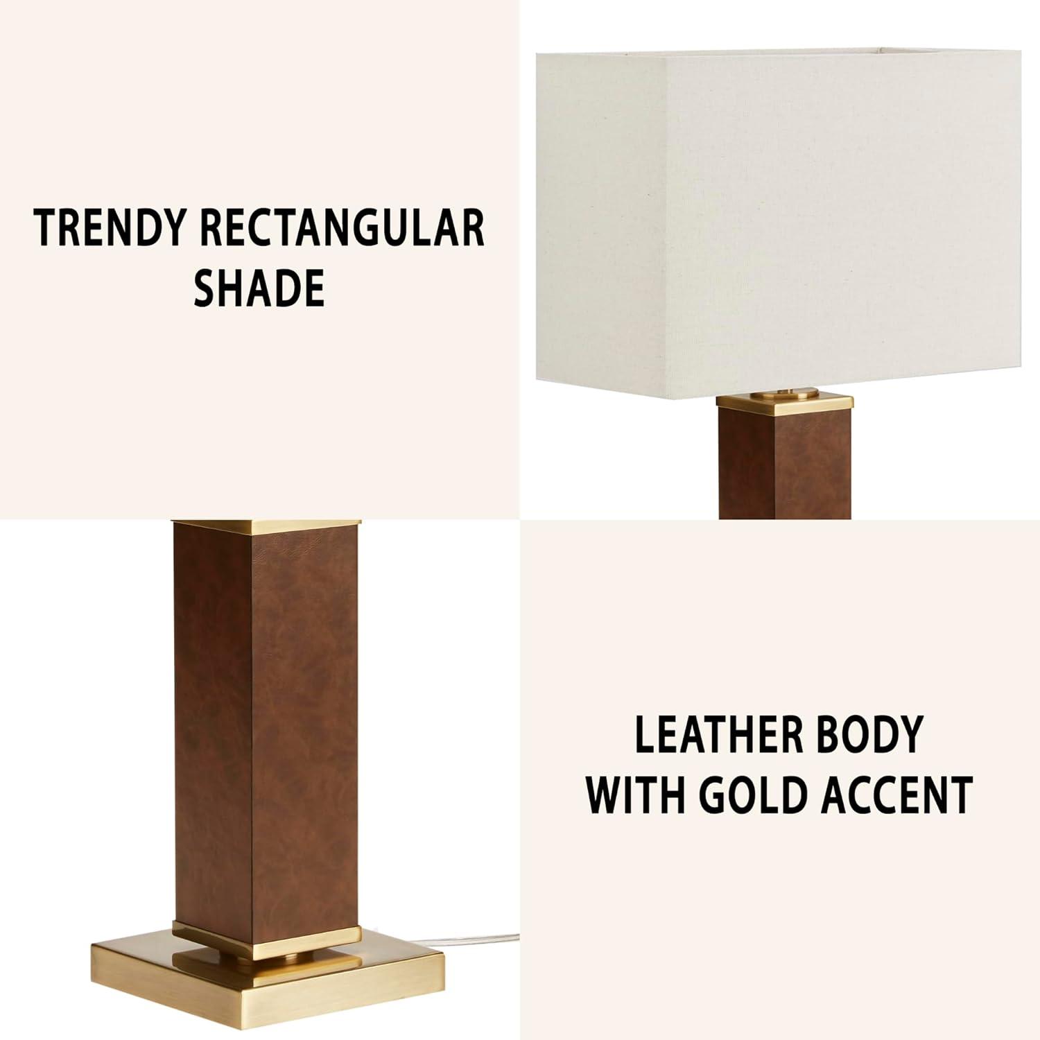 22" H Faux Leather Table Lamp