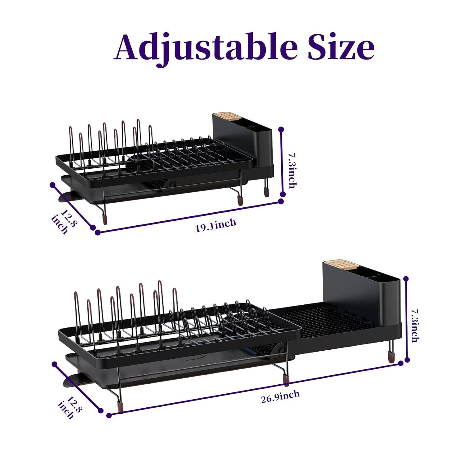 Dish Drying Rack, Extendable Dish Rack, Cutlery Holder, Knife Holder and Pot Holder