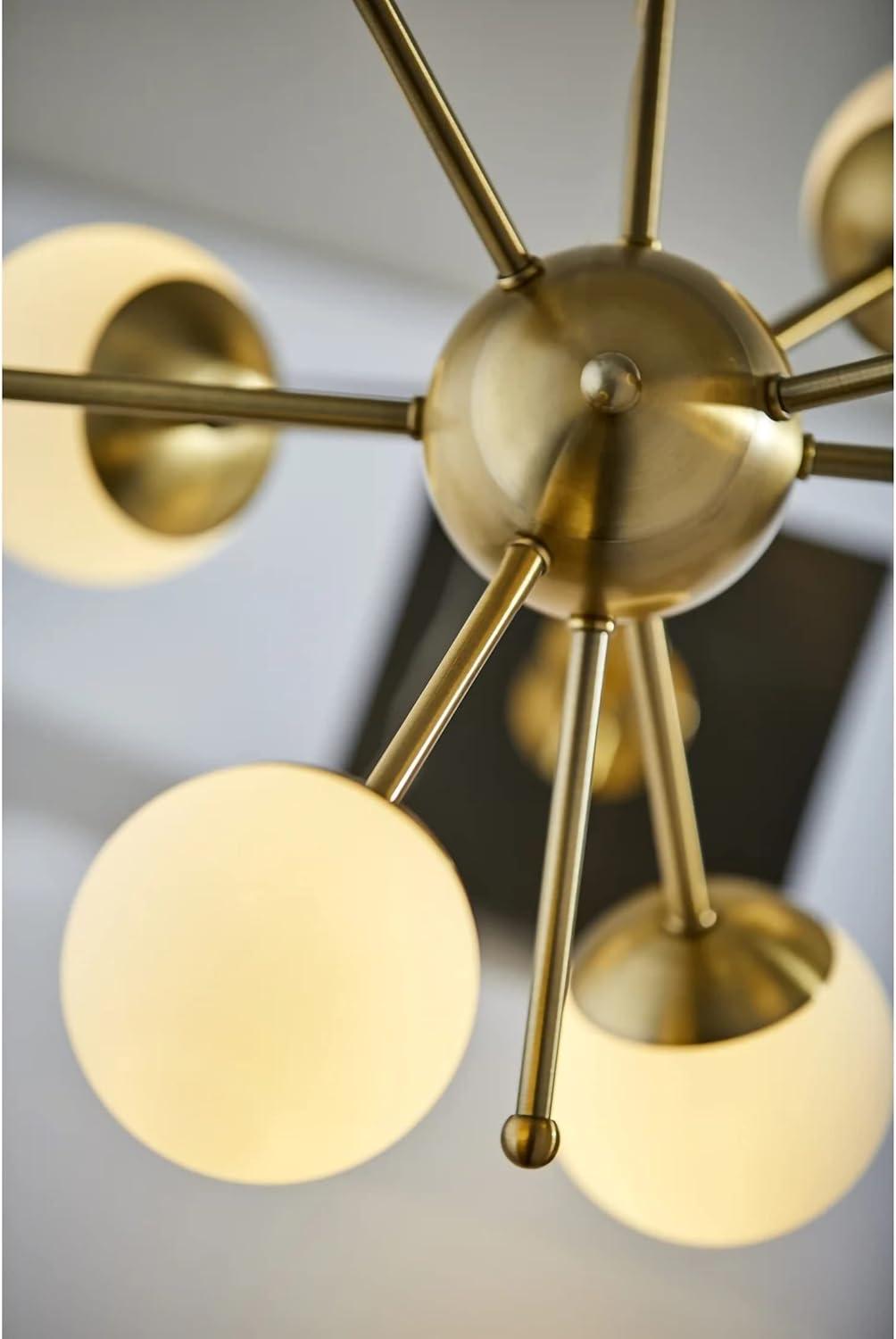 Mid-Century Modern Antique Brass Doppler LED Desk Lamp with White Opal Shades