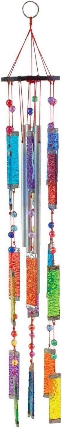 Beachcombers Colorful Glass Painted Sun Catcher Coastal Wind Chime Tropical Decor Ocean Decoration