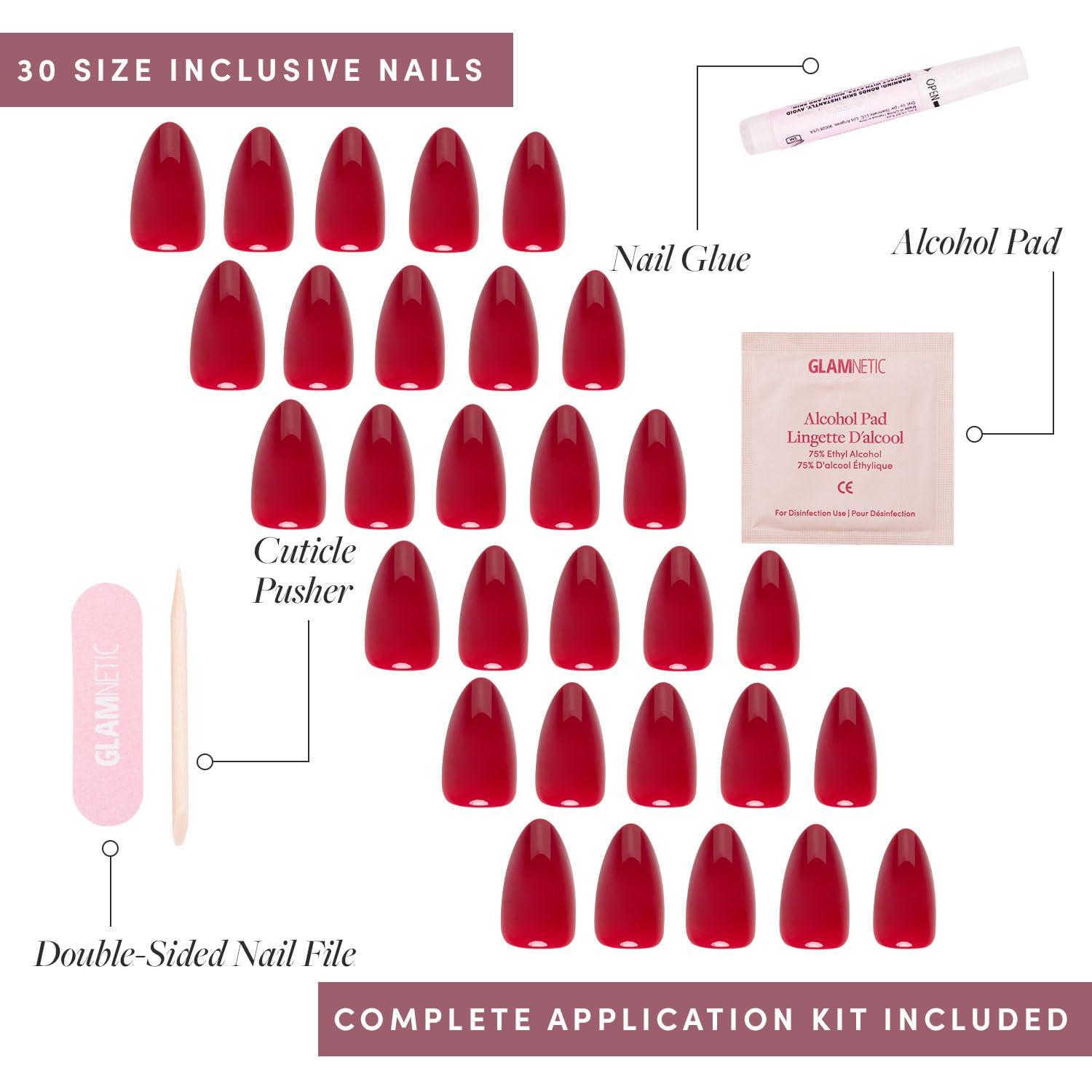 Classic Red Short Almond Press-On Nails Kit