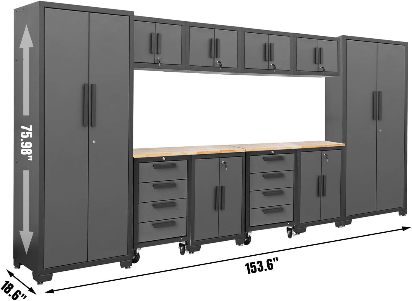 WFX Utility™ WFX Utility™ 6pcs Garage Cabinets And Storage System Set With Pegboard & Rubber Wood Worktop