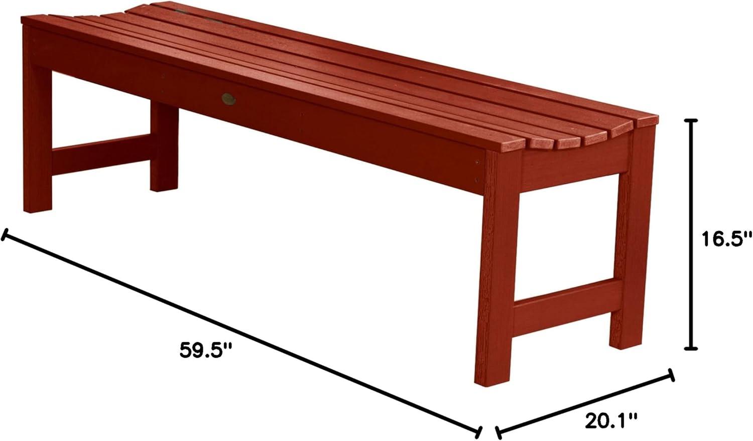 Rustic Red Recycled Plastic Backless Outdoor Bench, 5 Feet