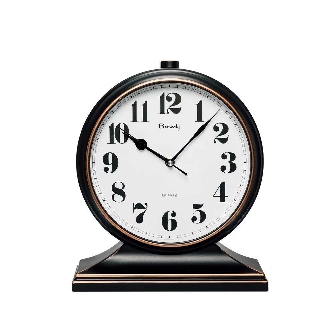 Table Clock-Modern Table Clock Silent-Non-Ticking 10-inch dial, Clear and Easy to Read, Used for Living Room, Bedroom Decoration