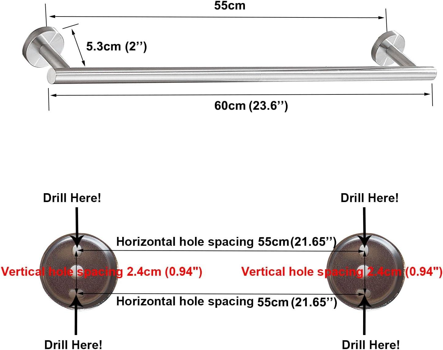 24 Inch Towel Bar Sets 4 Pieces Bathroom Kit Accessories Restroom Towel Ring Holder Toilet Paper Holder and Hook Set SUS 304 Stainless Steel Bathroom Hardware Heavy Duty Wall Mount (Brushed Silver)