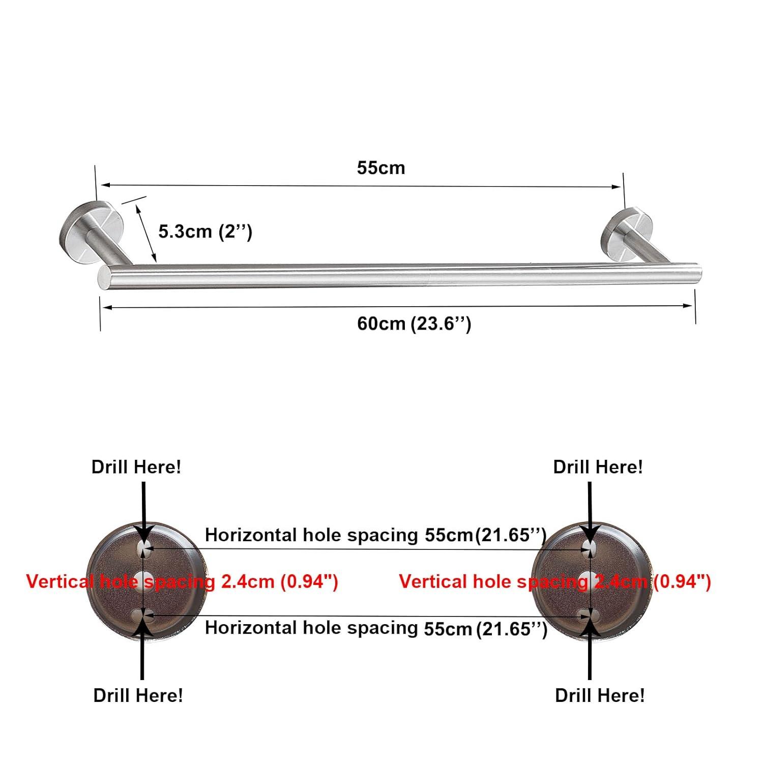 24 Inch Towel Bar Sets 4 Pieces Bathroom Kit Accessories Restroom Towel Ring Holder Toilet Paper Holder and Hook Set SUS 304 Stainless Steel Bathroom Hardware Heavy Duty Wall Mount (Brushed Silver)
