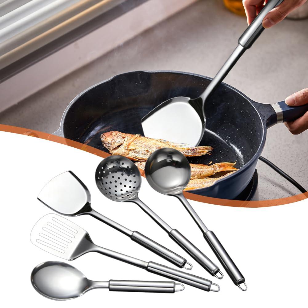 Zhouqiannn 5Pcs/set Stainless Steel Kitchen Cooking Tools Utensil Set Spatula Spoon Dinning Table Runner with 6 Placement Mats Mat Plate Place Mats for Dinner Table Dinner Place Mats Indoor Small