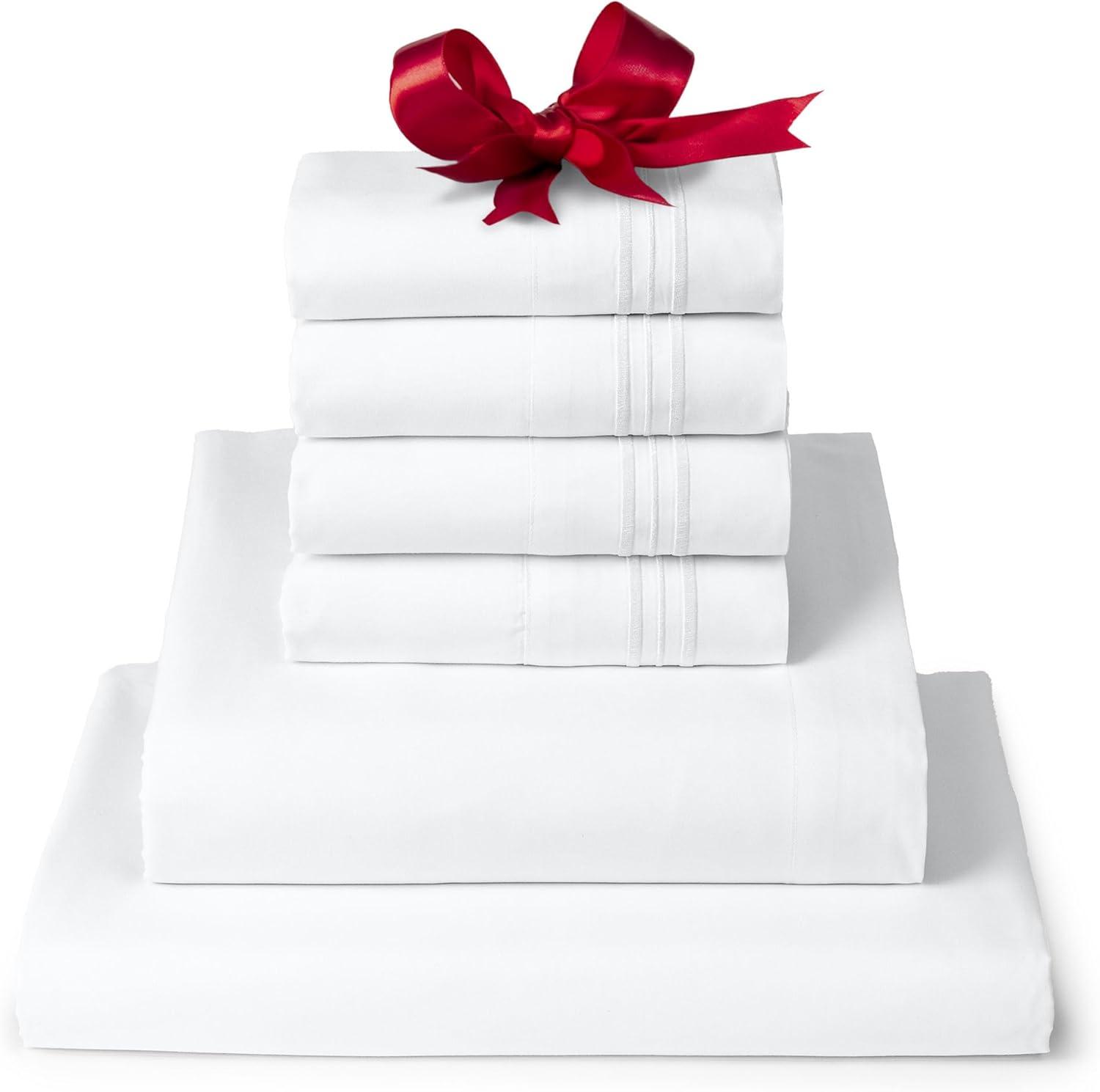 Queen White Brushed Microfiber Deep Pocket Sheet Set