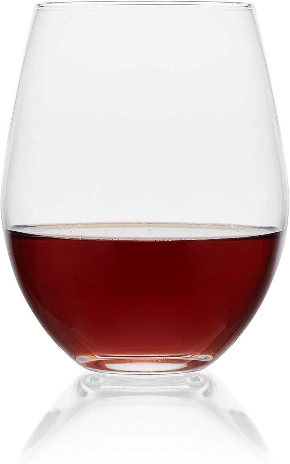 Clear 21-Ounce Modern Stemless Wine Glass Set of 4