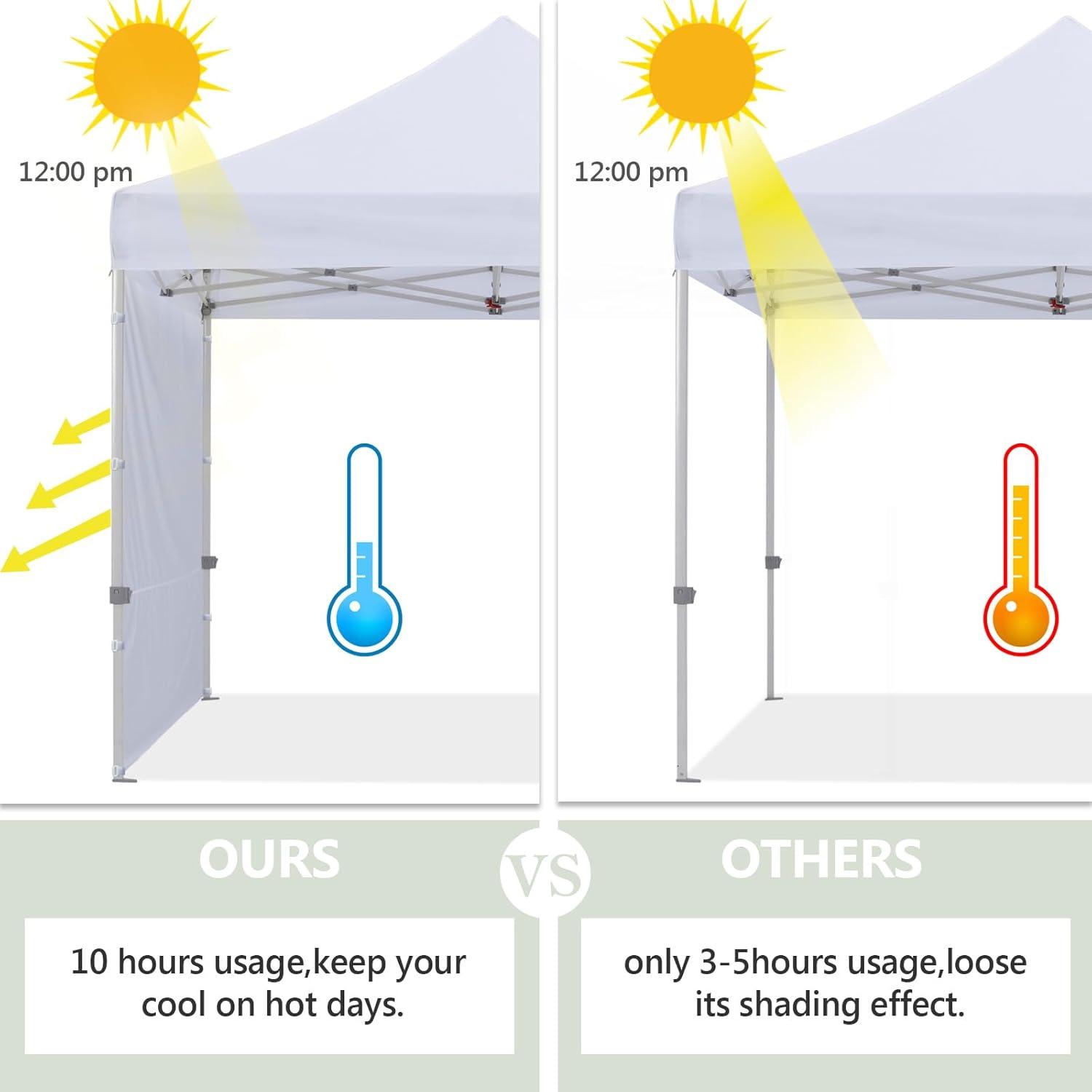 HLong Canopy Tent Sidewall for 10x10 Pop Up Canopy, 1 Piece, Black