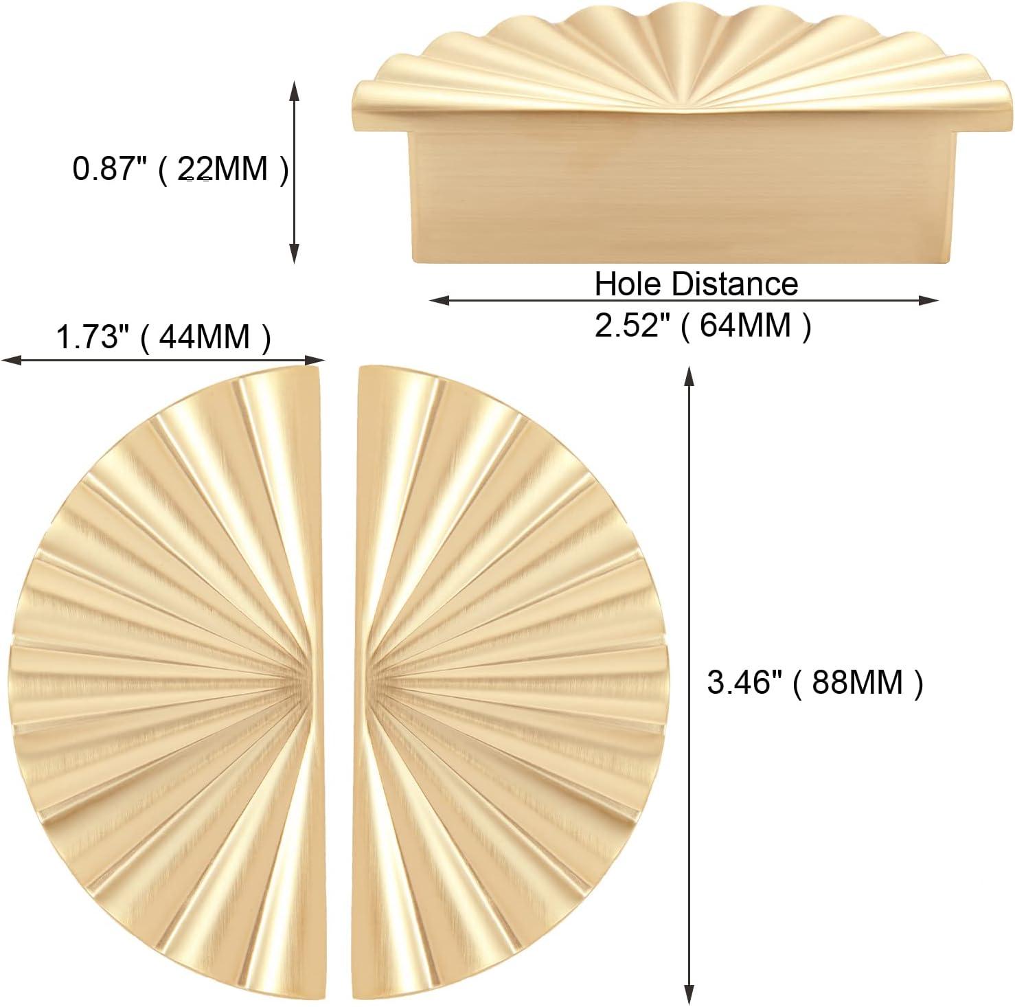 2 Pack Gold Cabinet knobs Kitchen Cabinet Pulls with Vintage Cupboard Drawers Hardware Dresser Drawer Handles Kitchen Cabinet Handles (Single Hole, 2 Pack, Brushed Gold)