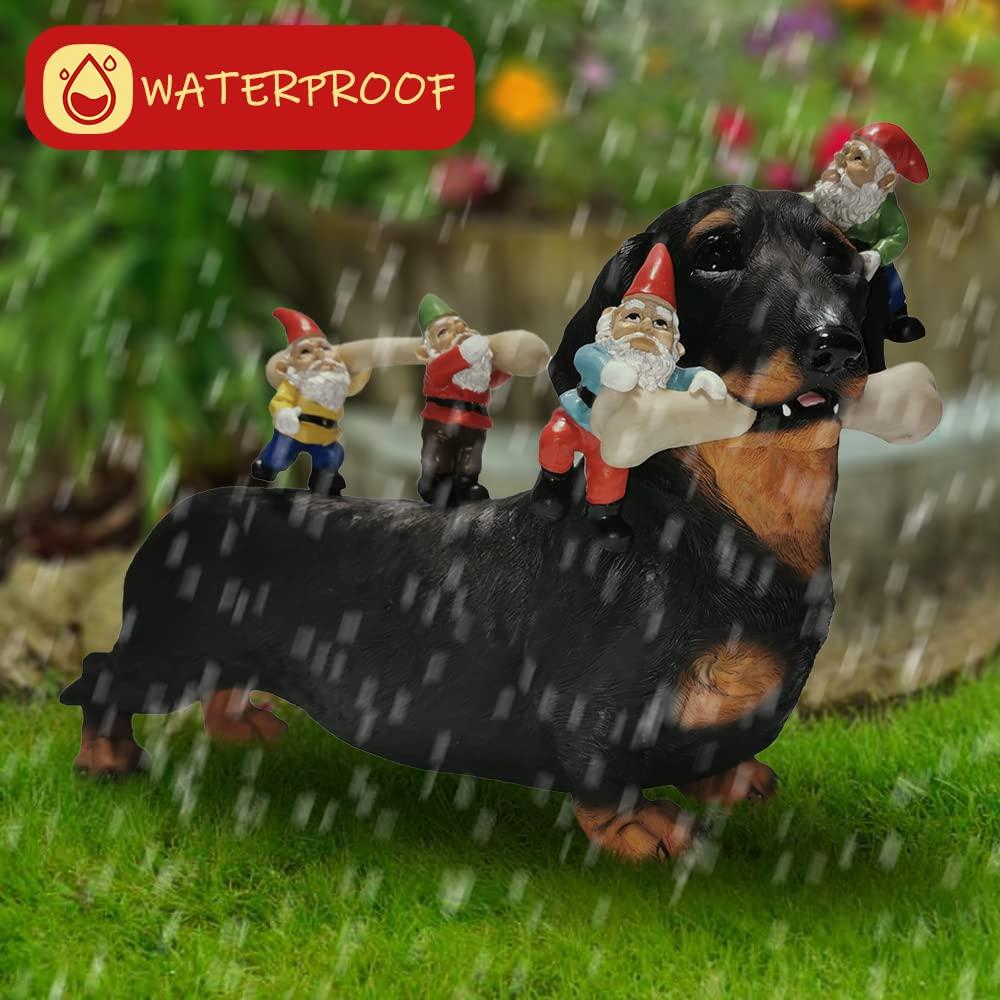 Dwarf Dachshund Dog Statue Courtyard Art Resin Statuette Decoration