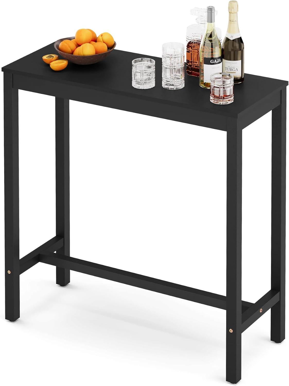 38" Teak Brown Acacia Wood Counter Height Bar Table