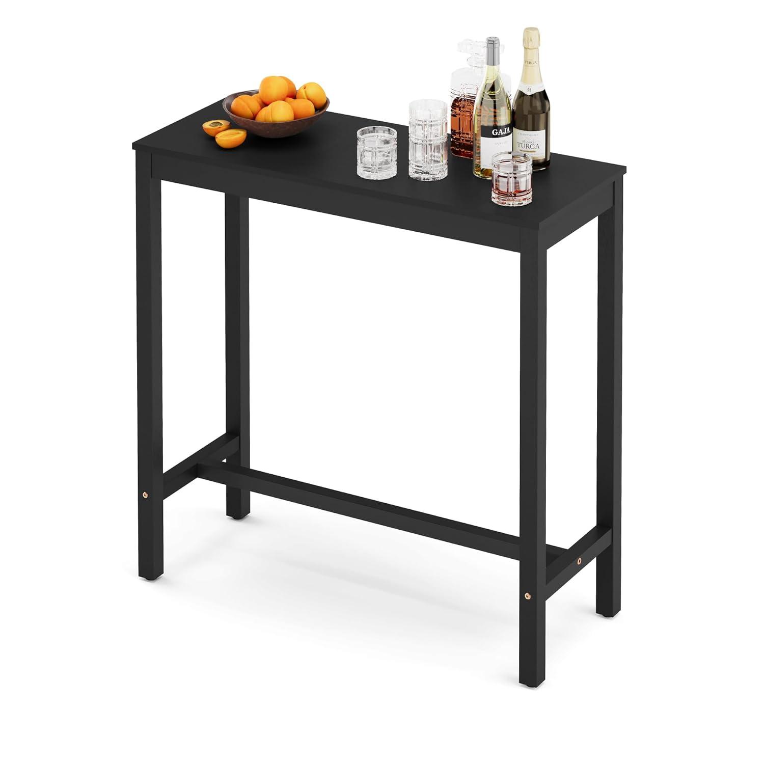 38" Teak Brown Acacia Wood Counter Height Bar Table