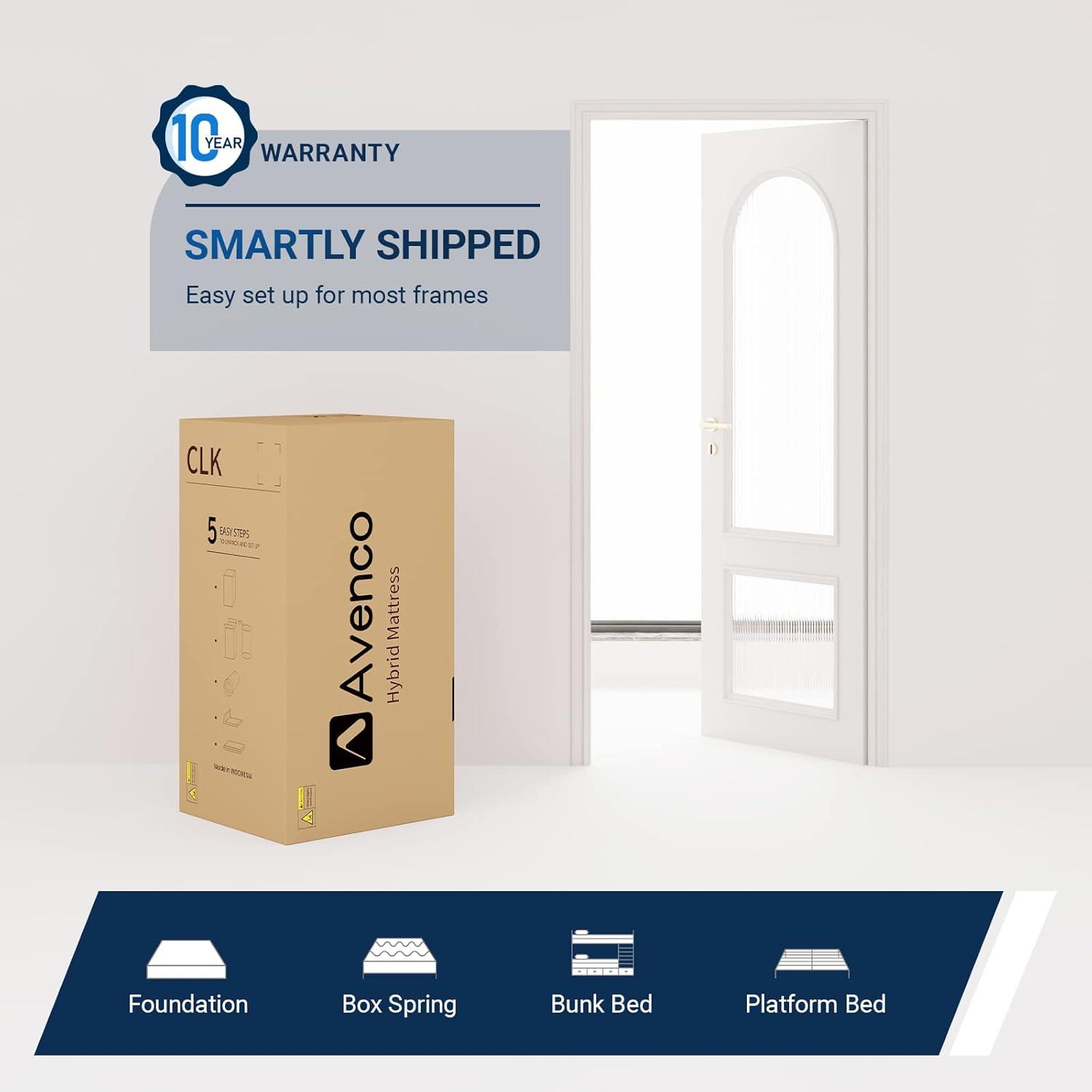 Avenco Full Size Mattress 10 Inch, Hybrid Full Mattresses in a Box with Gel Memory Foam, Individually Pocket Coils for Support and Pressure Relief, Medium Firm Full Bed Mattress, CertiPUR-US Certified