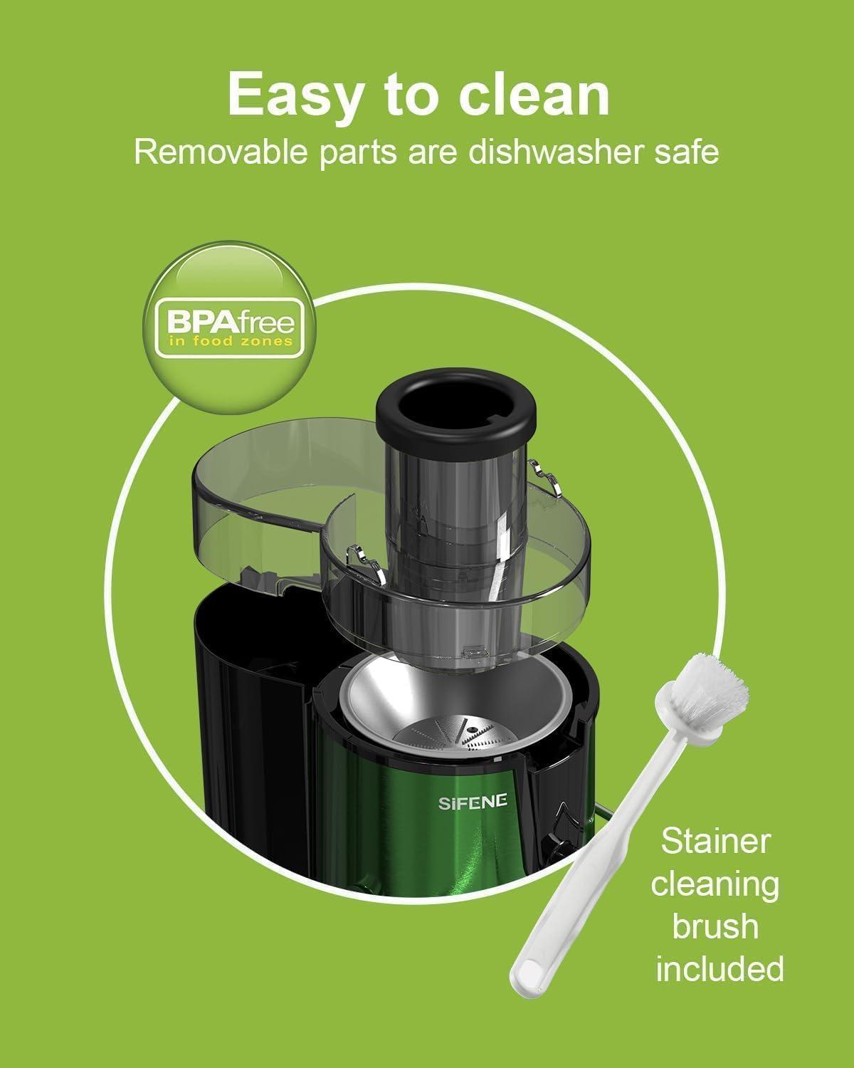 SiFENE 400W Centrifugal Juicer Machine, 3" Wide Chute, 3 Speed Setting, Higher Nutrient Yeild, Easy to Clean, Silver