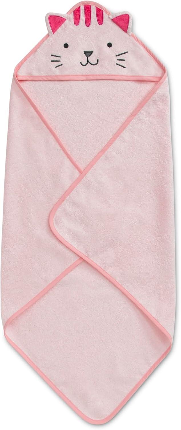 Delta Children Baby/Infant Hooded Bath Towel - Super Soft and Absorbent- Newborn Essential - Ideal Baby Registry/Shower Gift for Boys and Girls, Pink Cat