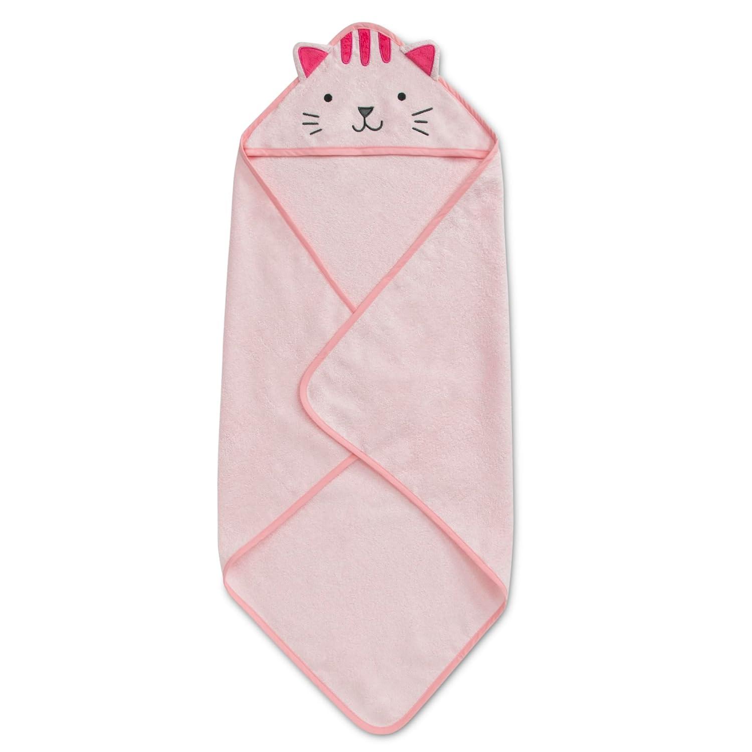 Delta Children Baby/Infant Hooded Bath Towel - Super Soft and Absorbent- Newborn Essential - Ideal Baby Registry/Shower Gift for Boys and Girls, Pink Cat