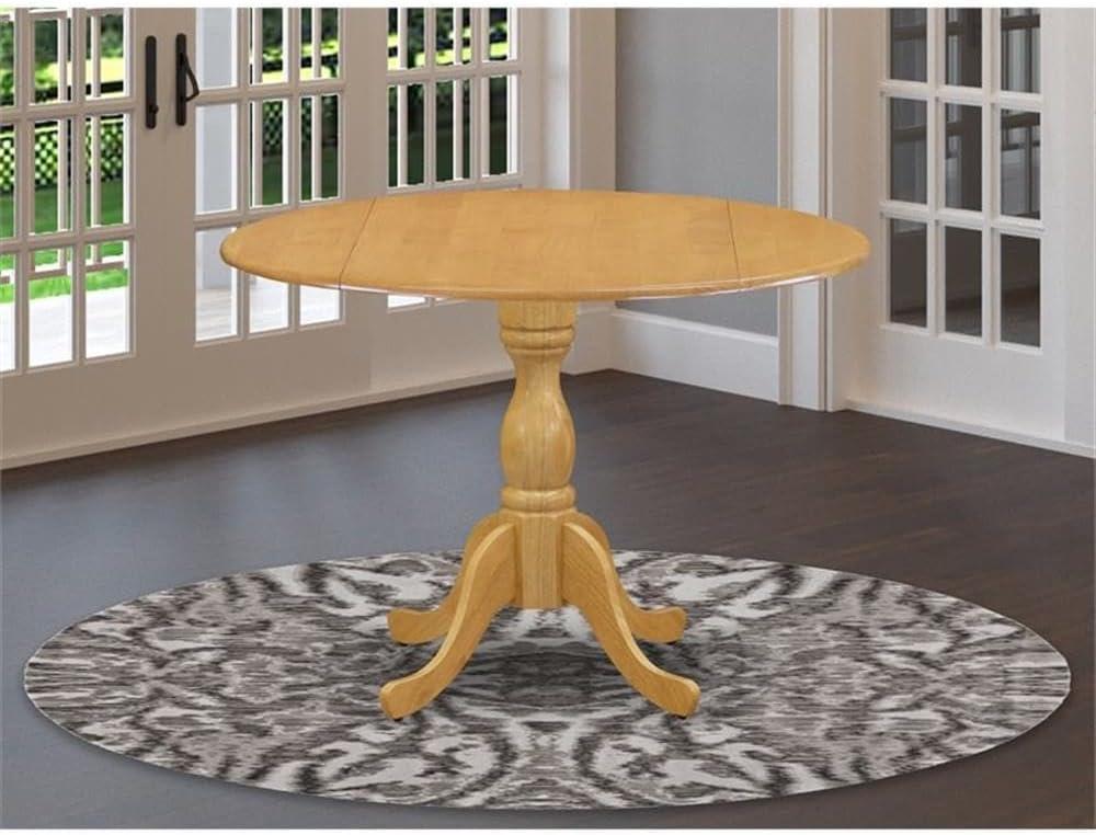 East West Furniture Dublin Wood Dining Table with Pedestal Legs in Oak