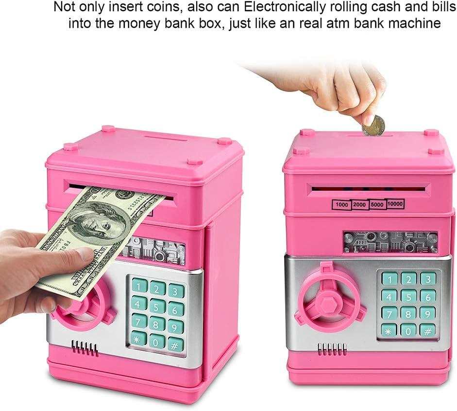 Piggy Bank, Toys for Girls Ages 5-7, 8-10, Electronic ATM Password Cash Coin Can Auto Scroll Paper Money Saving Box Toys for 6 7 8 9 10 11 12 Year Old Girl Christmas Birthday Gifts (Pink)