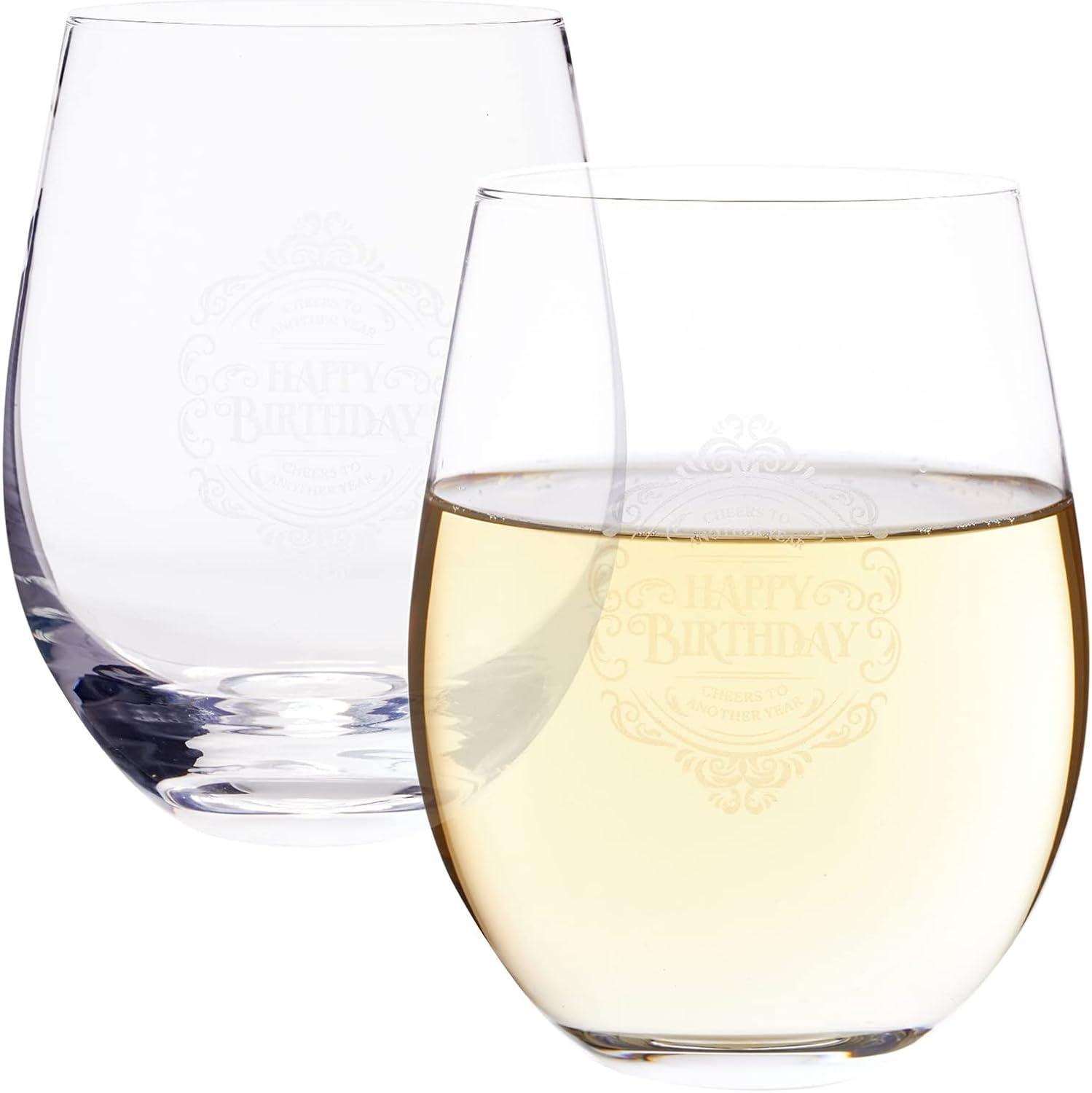 Aged to Perfection Clear Stemless Wine Glass Set, 18 oz