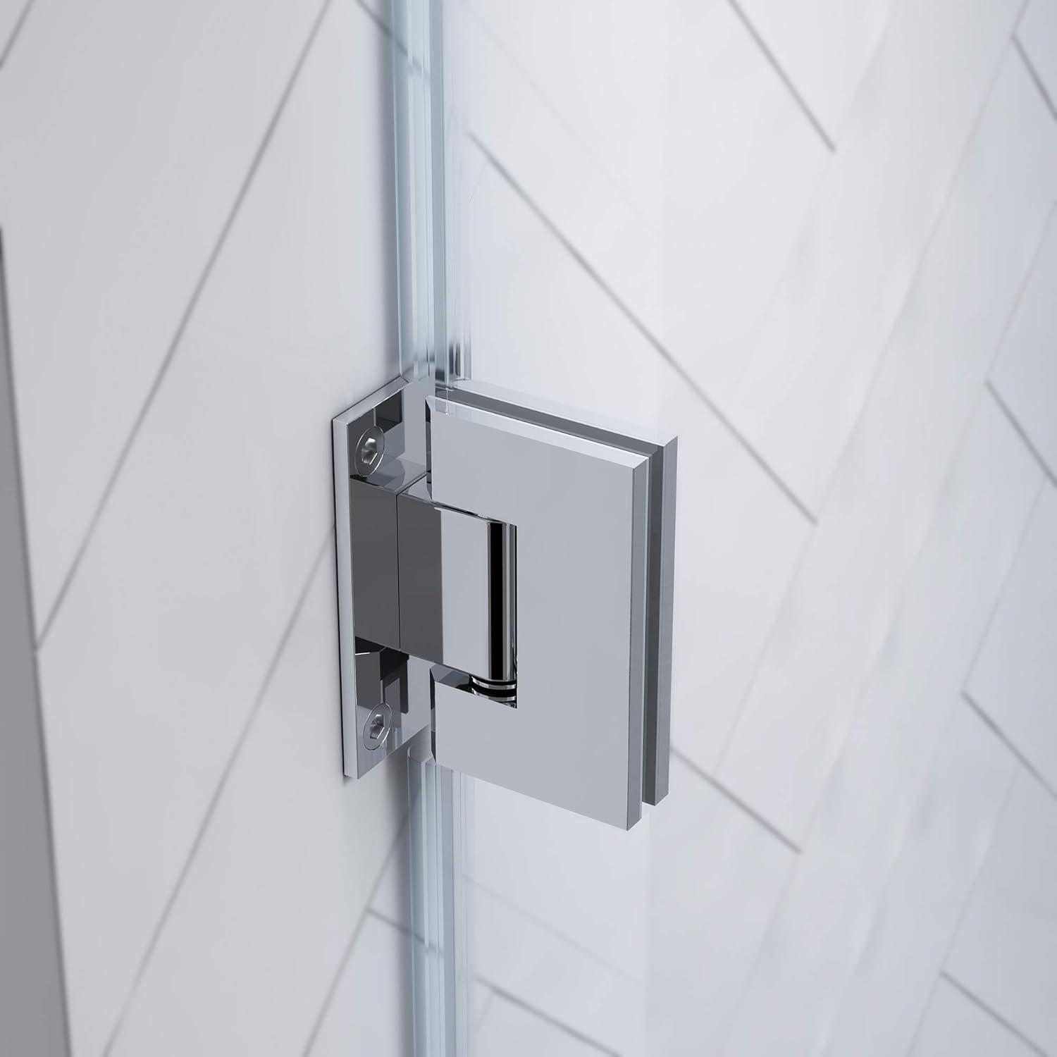 Chrome Frameless Hinge Alcove Shower Door Kit with Tempered Glass