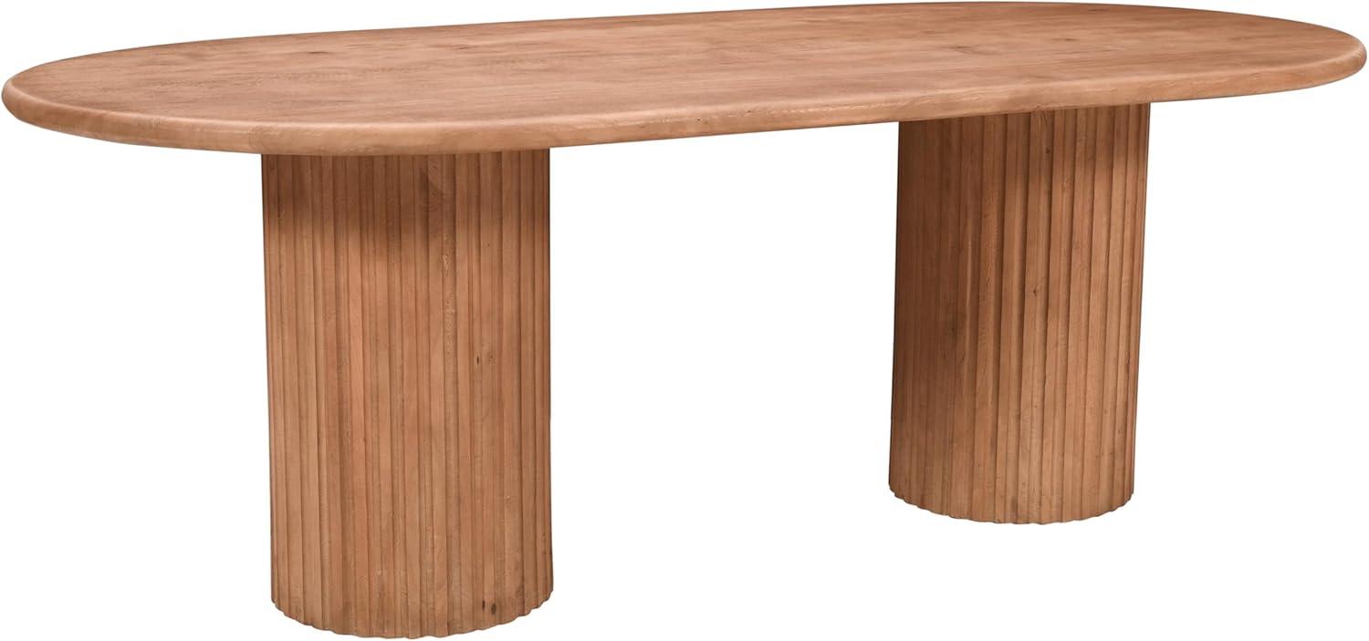 Wade Logan® Chellapah Solid Wood 84" Mid-Century Modern Fluted Double Pedestal Dining Table