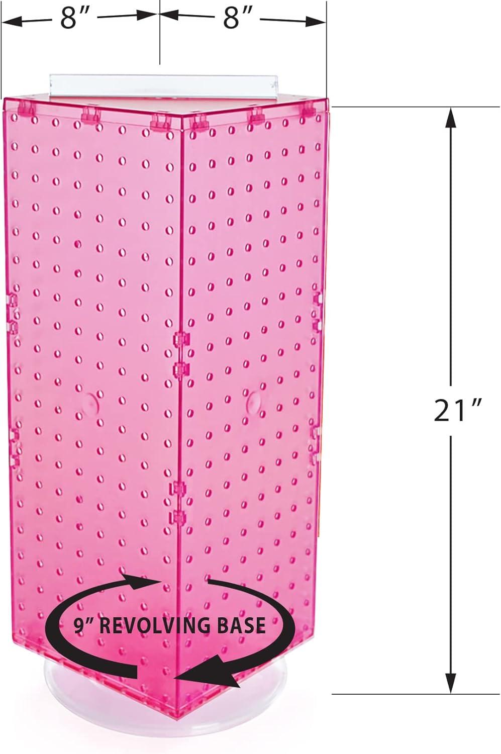 Azar Displays 703385-PNK Four-Sided Revolving 8"W x 20"H Pegboard Counter Display