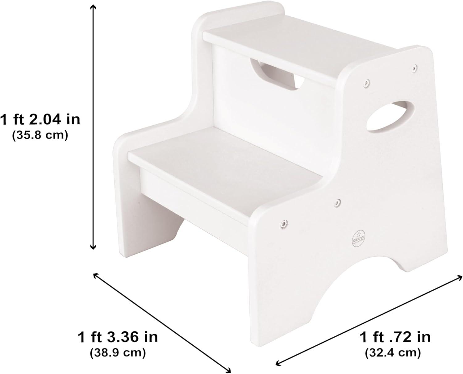 KidKraft Wooden Two-Step Children's Stool with Handles - White