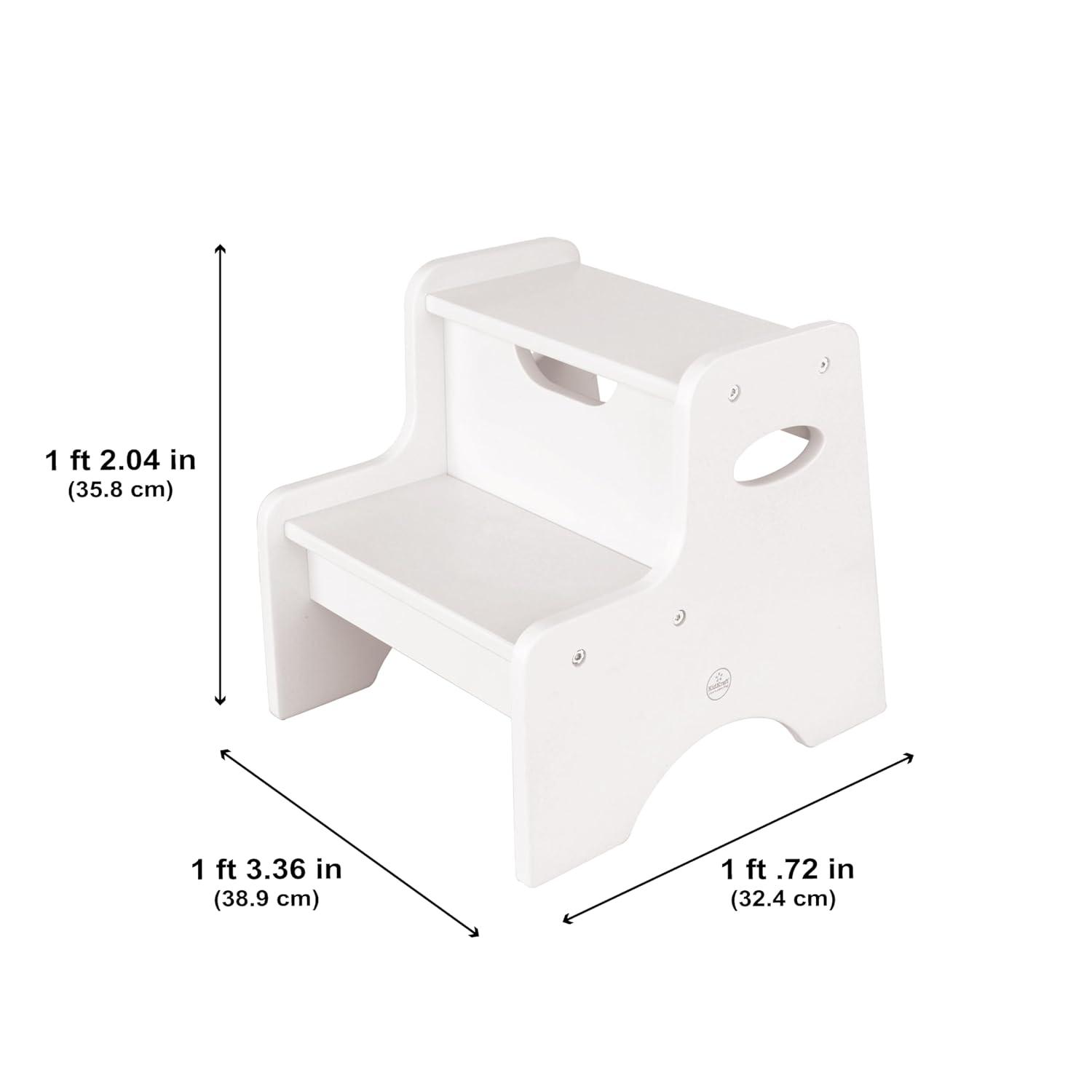 KidKraft Wooden Two-Step Children's Stool with Handles - White