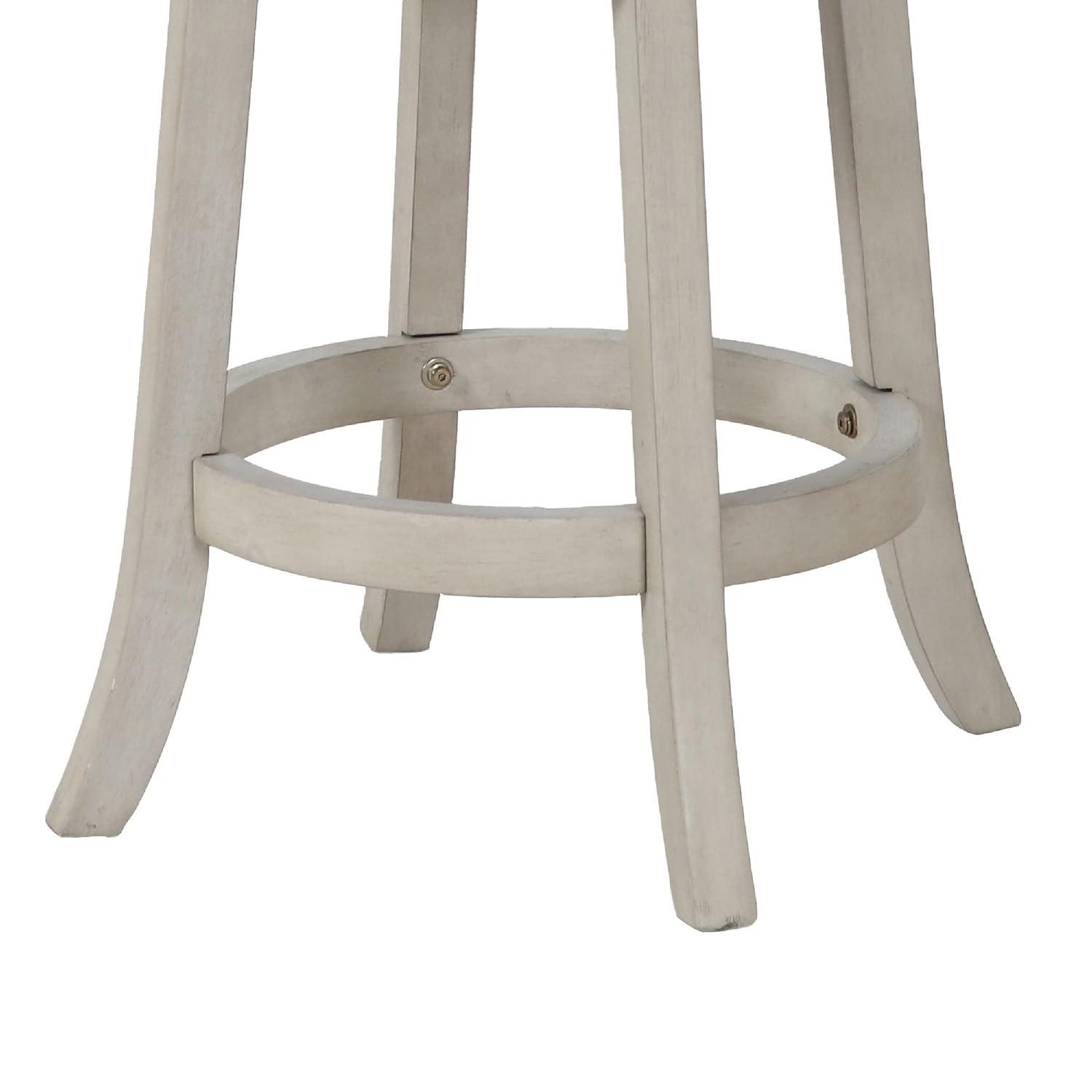 Curved X Shaped Back Swivel Counter Stool with Fabric Padded Seating, Antique White