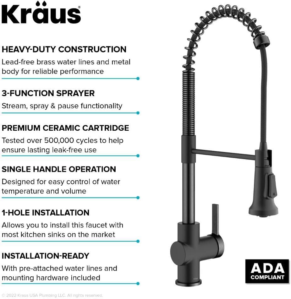 KRAUS Britt Commercial Style Single Handle Pull Down Kitchen Faucet