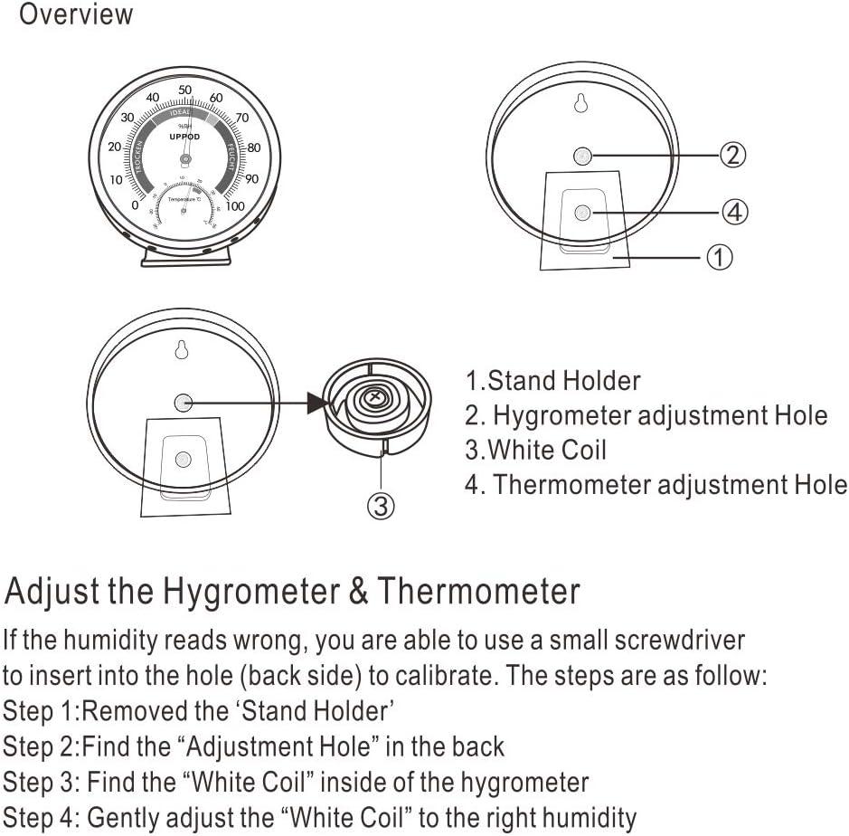 5" Indoor Outdoor Hygrometer/Thermometer, Humidity Gauge Indicator Temperature Humidity Monitor, Analog Hygrometer Humidor (English Version)