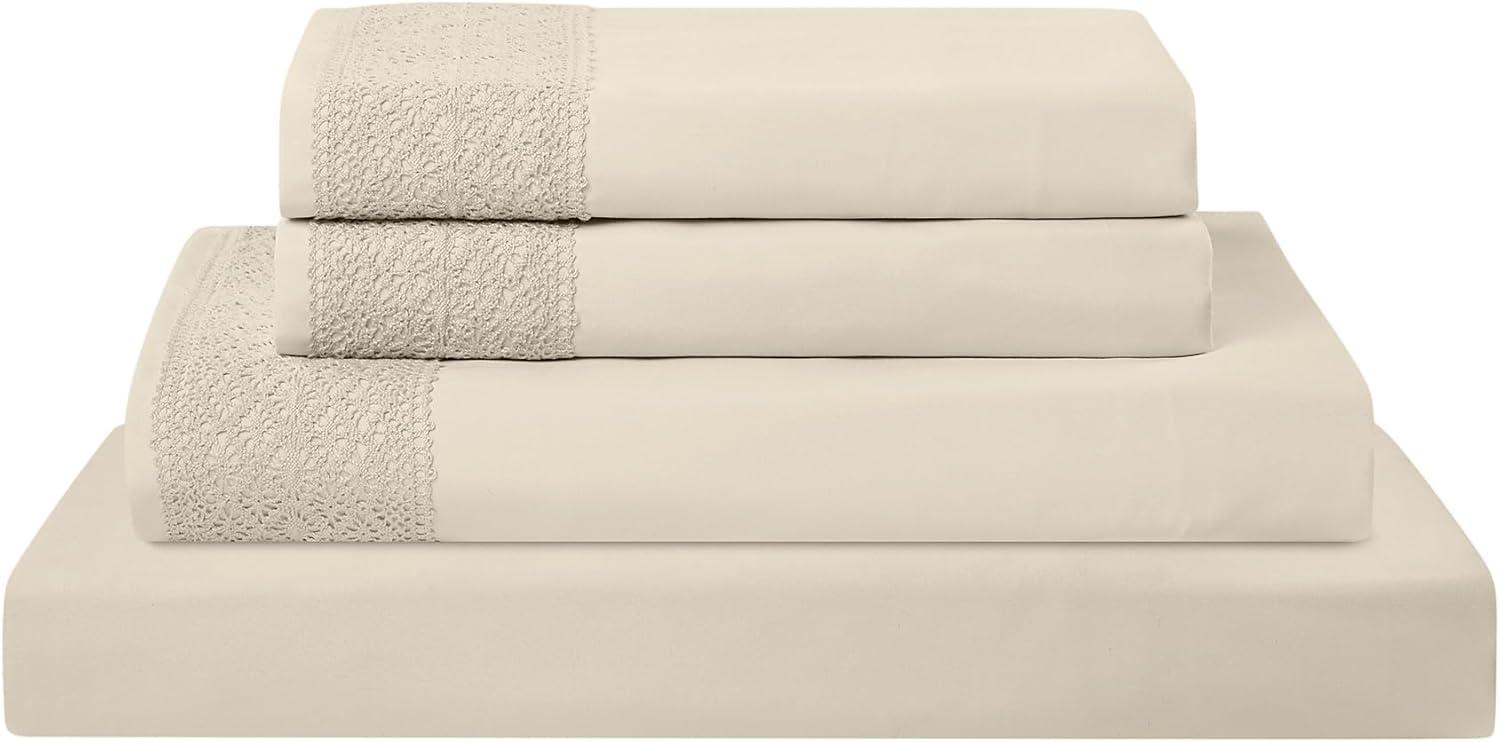 Modern Threads Modern Threads Yate Soft Microfiber Crochet Lace Sheets - Luxurious Microfiber Bed Sheets - Includes Flat Sheet, Fitted Sheet with Deep Pockets, & Pillowcases