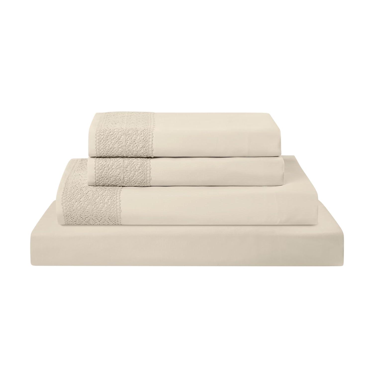 Modern Threads Modern Threads Yate Soft Microfiber Crochet Lace Sheets - Luxurious Microfiber Bed Sheets - Includes Flat Sheet, Fitted Sheet with Deep Pockets, & Pillowcases